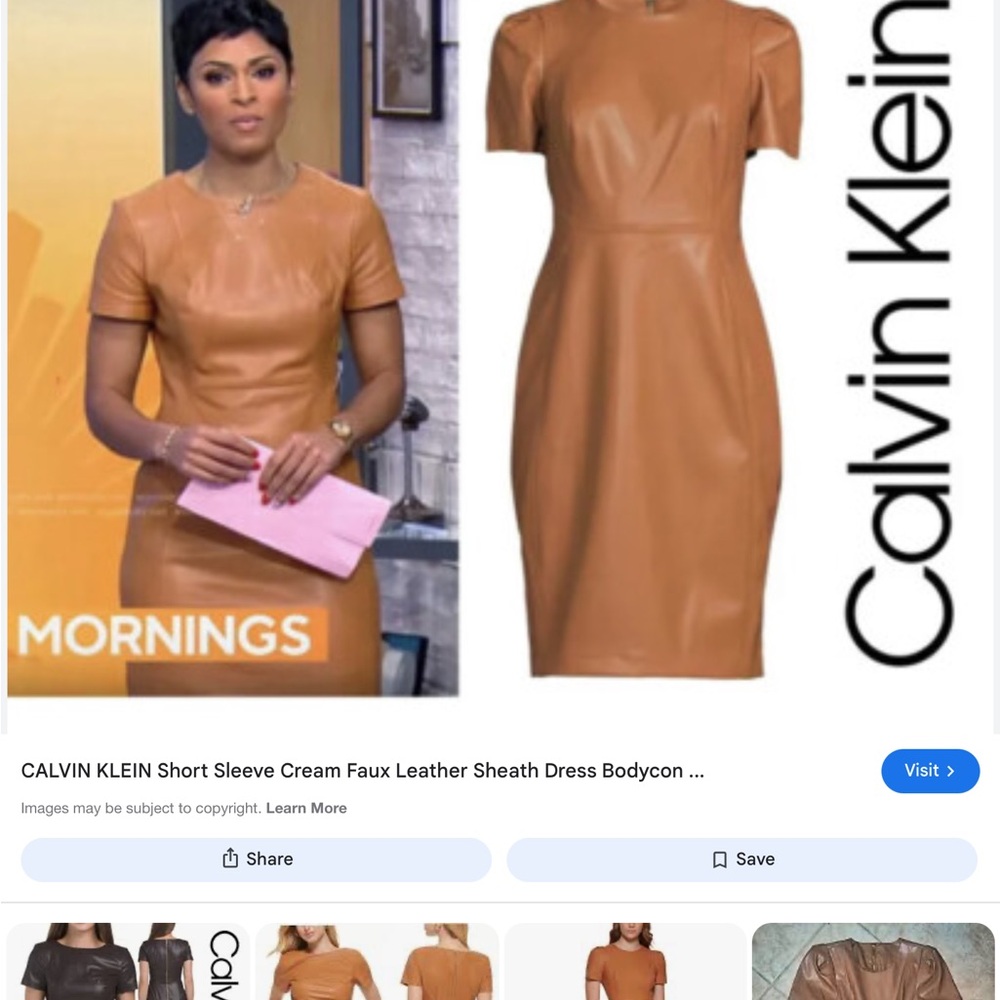 Calvin Klein Women's Cream Faux Leather Bodycon Dress